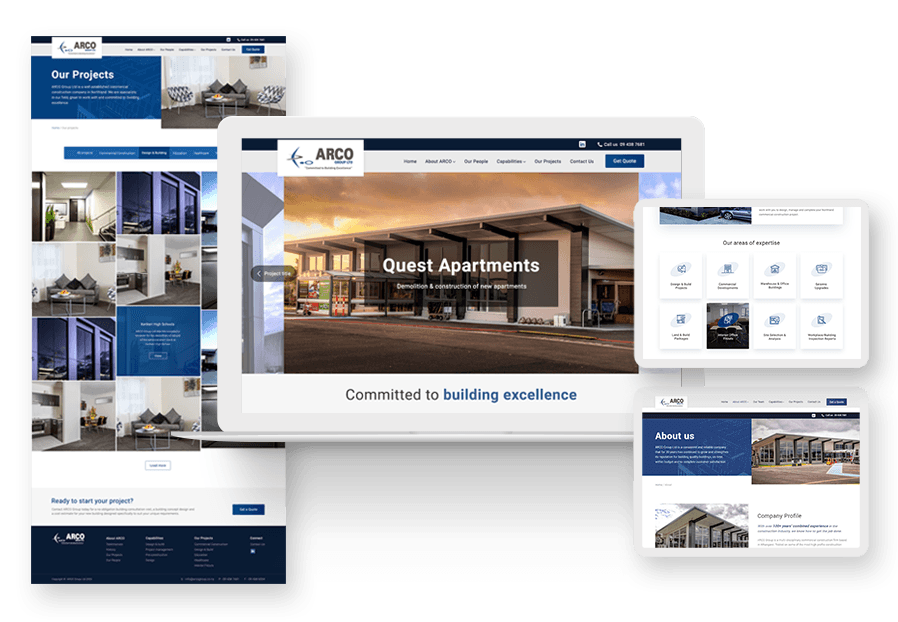 Elitewallpack created the website for construction company ARCO to present their services